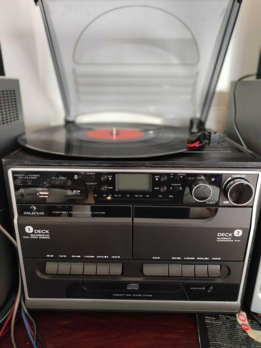 Грамофон AUNA с USB,CD ,2 касетки,  FM Радио , слот за SD карта