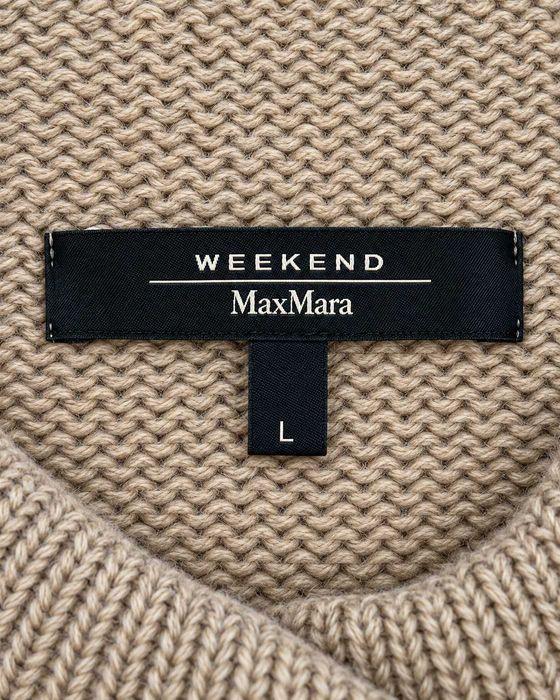 Rochie tricotată Weekend Max Mara damă, bej-taupe cu portocaliu, lână și alpaca, mărimea L