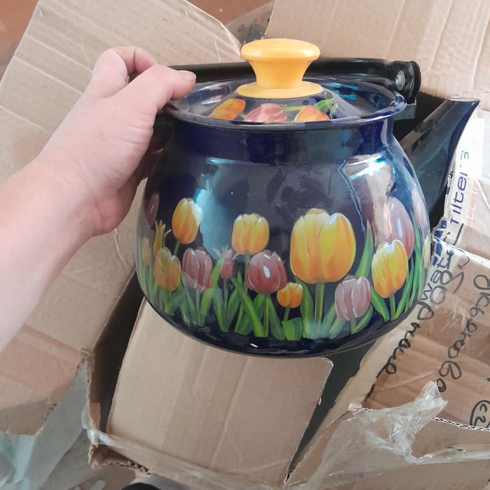 Набор эмалированных кастрюль с чайником