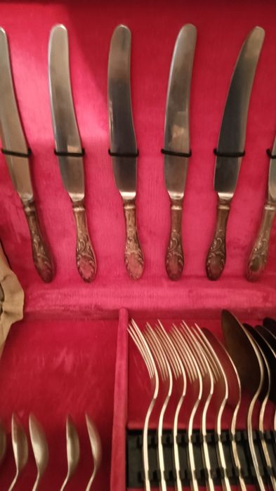 Посуда. Мельхиор, набор,6 персон, 24 предмета. СССР.