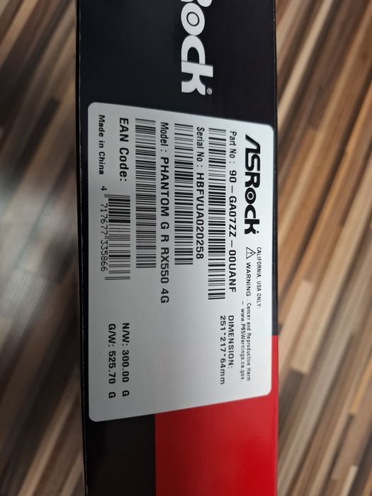 ASRock Radeon RX550 Phantom Gaming 4GB GDDR5
