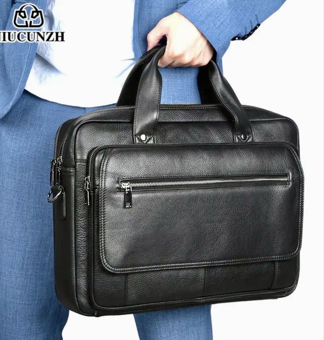 Мъжка кожена бизнес чанта/Професионално куфарче за лаптоп -15%Промоция