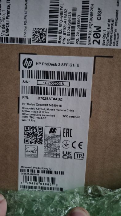 Kit Barebone HP Prodesk 2 SFF G1iE / LGA1700 / DDR5 / Sursă + Carcasă + Placă de bază