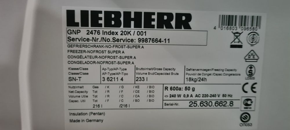 Фризер Liebherr GNP 2476 NoFrost A++145см