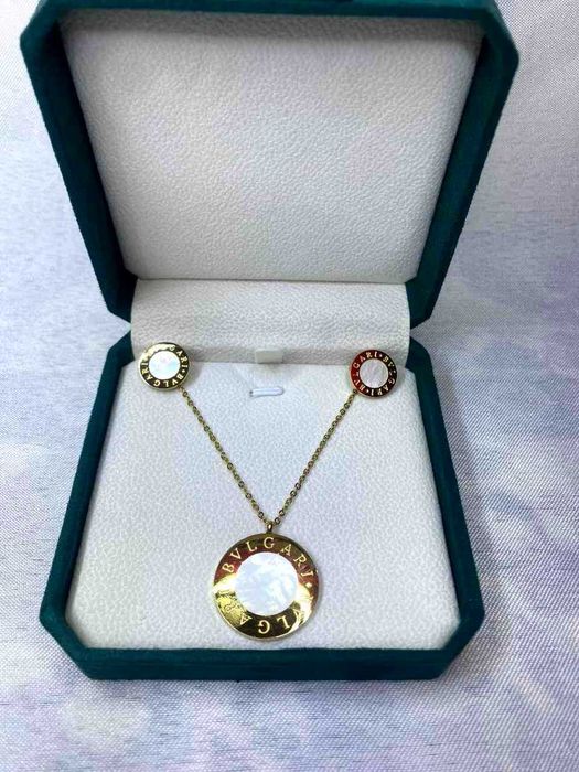 Свадебный набор: Серьги и Колье с покрытием 18К золота и цирконами