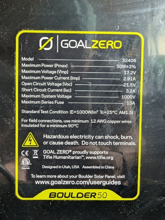 Sistem solar camping Goal Zero + Boulder 50 (baterie nouă)