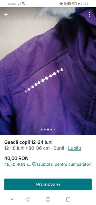 Geacă copii 12-24 luni