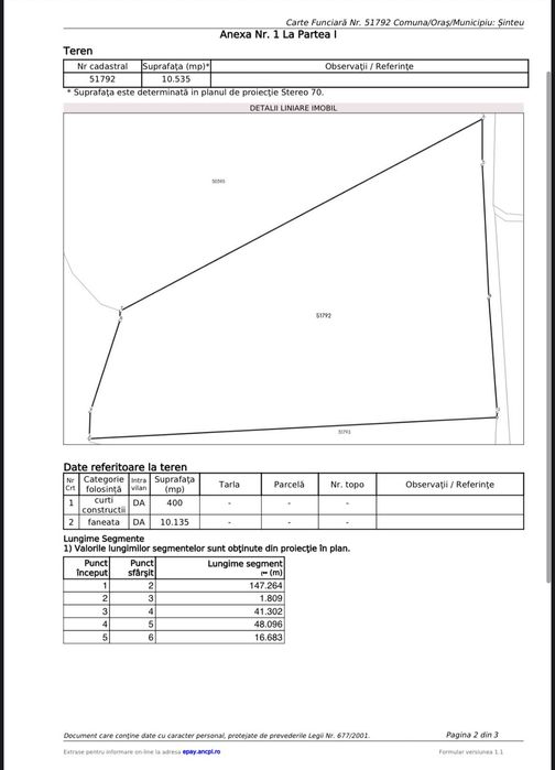 Teren de vânzare în Sinteu