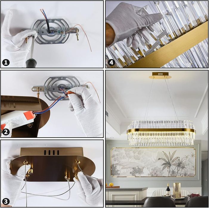 Модерен Кристален полилеи (златист 60см)