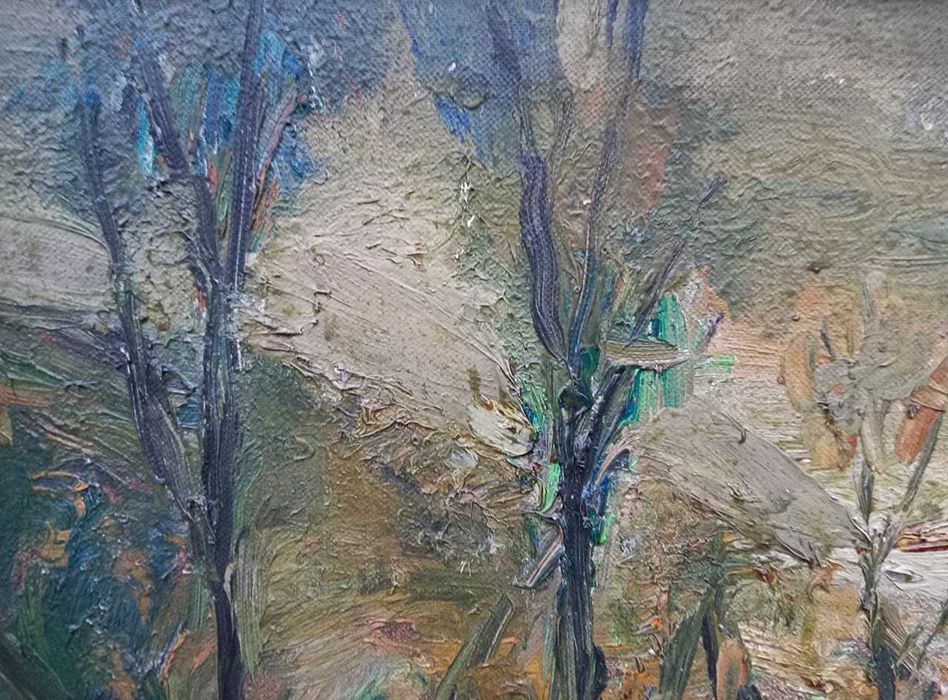 Tablou vechi - marginea padurii - semnat I. Tuculescu