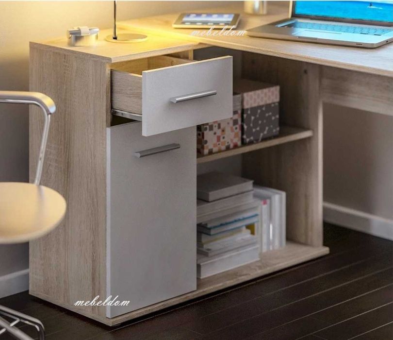 Ъглово бюро 93/120см. с чекмедже,рафт и плавна врата(код-1089)