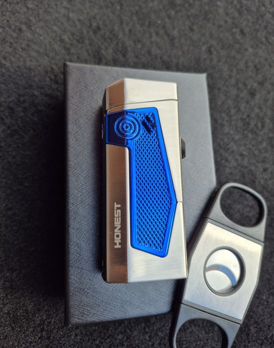 Луксозна запалка за пури HONEST с подарък резачка,три цвята