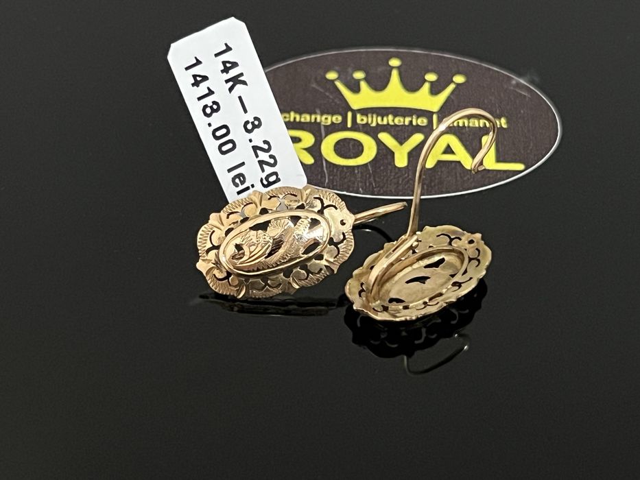 Bijuteria Royal CB : Cercei model vintage aur 14K 585   3,22 gr