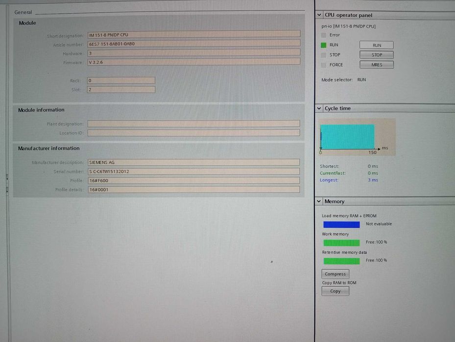 Controller programabi Siemens PLC seria ET200S si module I/O  6ES7151-8AB01-0AB0