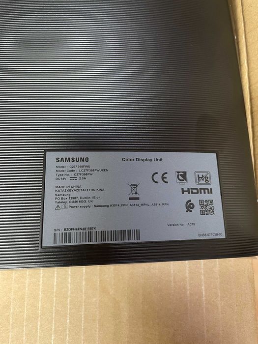 Monitor gaming Curbat Samsung 27" Curved  CF398 impecabil, 100 Hz