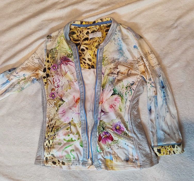 Дизайнерско яке/блуза Just White by SE – арт принт и леопардов десен