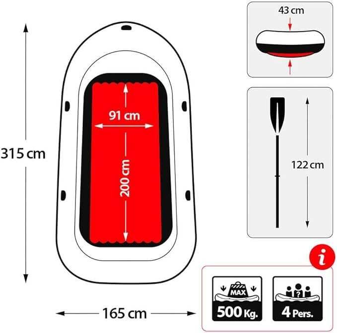 Set barcă gonflabilă Intex Excursion cu vâsle și pompă din aluminiu (model pentru 4 sau 5 persoane)