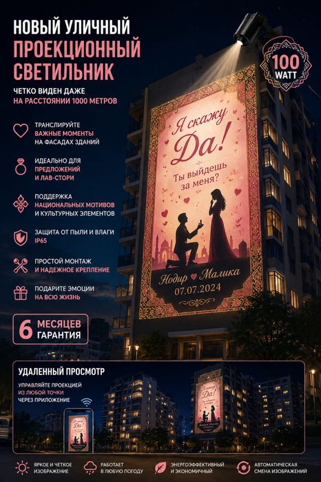 Проектор Любого Логотипа - Под ключ! 100 Ватт и больше, 6 м. гарантия