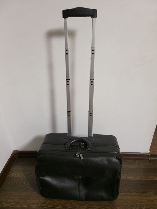 Servietă tip Pilot / Geantă Business cu roți - Joseph Verity London - Piele naturală