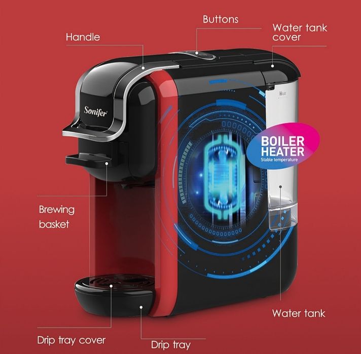 Кофемашина 3в1 Sonifer SF-3547 Nespresso, Dolge Gusto, Coffe powder
