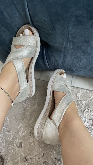 Sandale piele argintii