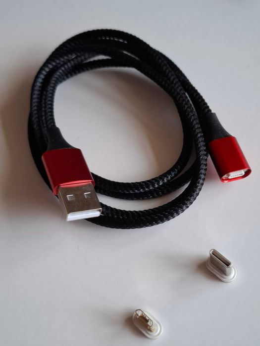 USB кабел за зареждане на телефон,магнитен светещ USB конектор,1 и 3м.