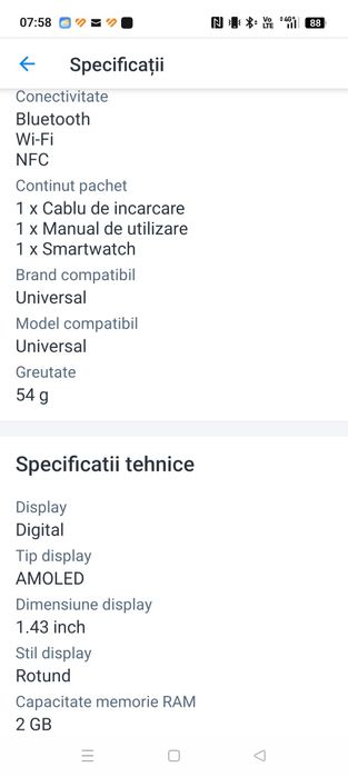 Smartwatch Huawei Watch 3, 46 mm