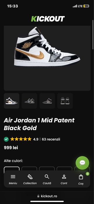 Air Jordan 1 Mid Patent Black Gold