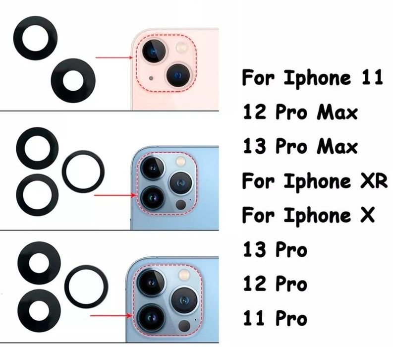 Резервни стъкла за камера за Apple iPhone 15 Pro /14 Pro / 13 / 12 / 1