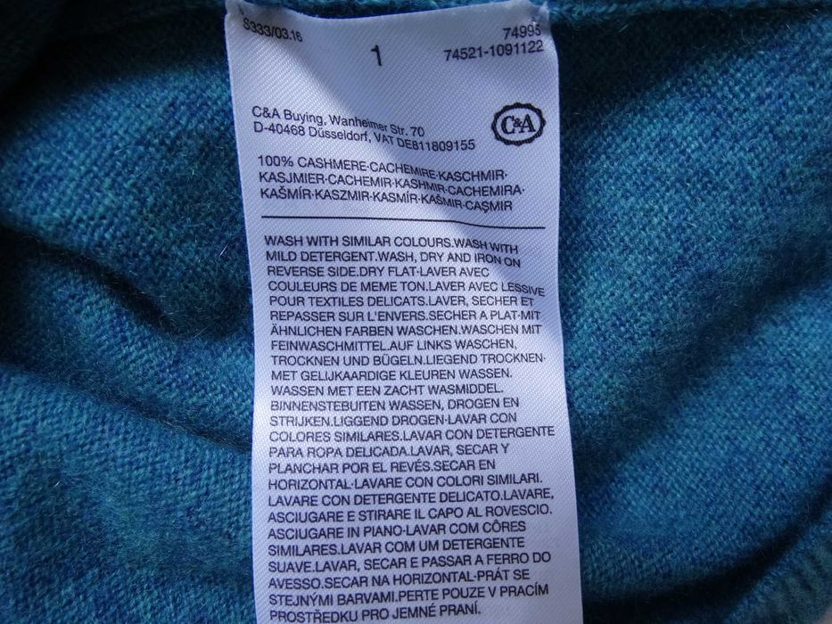 C&A  100% Cashmere женски т пуловер кашмир размер 38