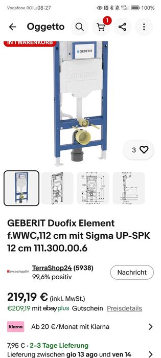 Cadru pentru wc suspendat Duofix geberit