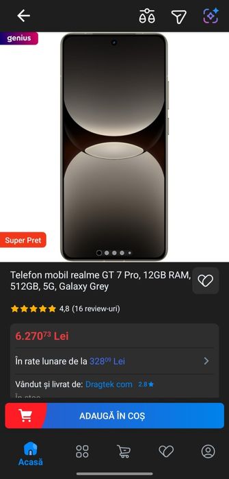 realme GT 7 pro, Zoom 100x ,   12 GB  256 nou  sigilat