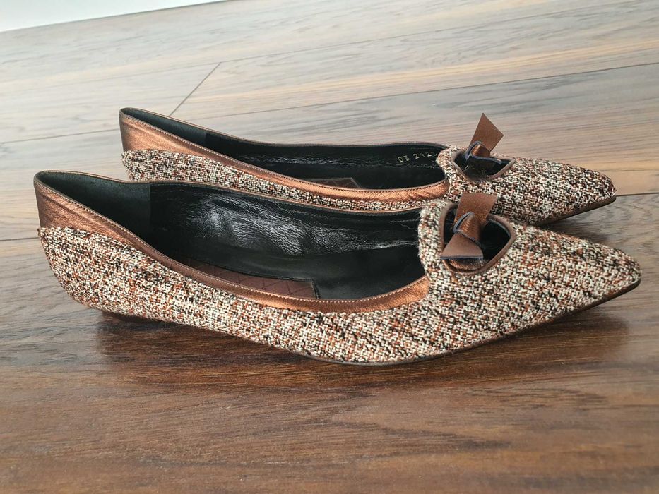 Balerini din material textil si piele