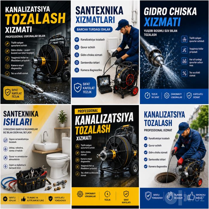 Канализация тозалаш Сантехника хизмати