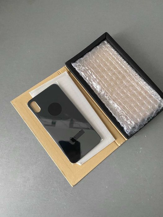 sticla spate iPhone X negru /cu logo