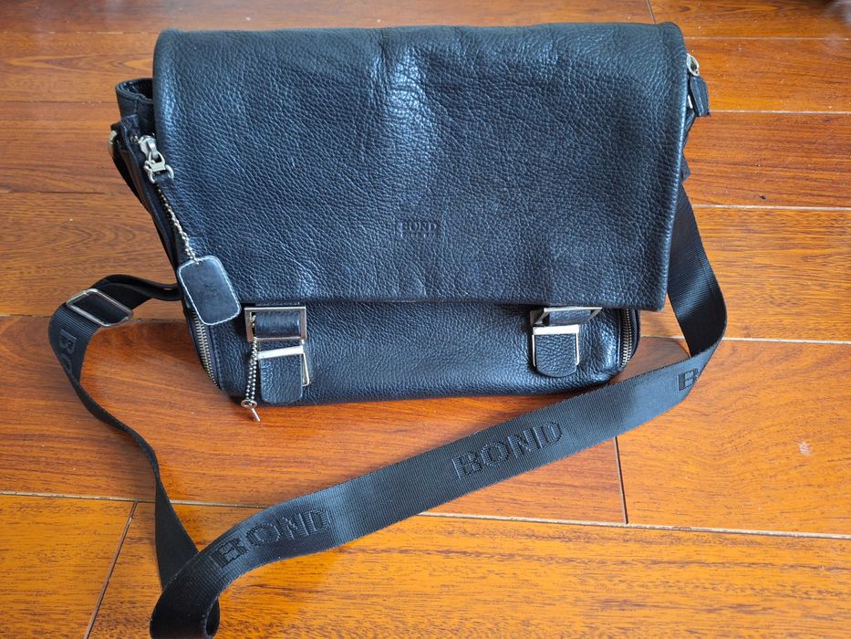 Дамска чанта естествена кожа Черна голяма