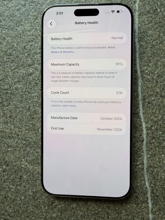 Перфектен ! iPhone 16 Pro Max 256GB Natural Titanium 91% Battery