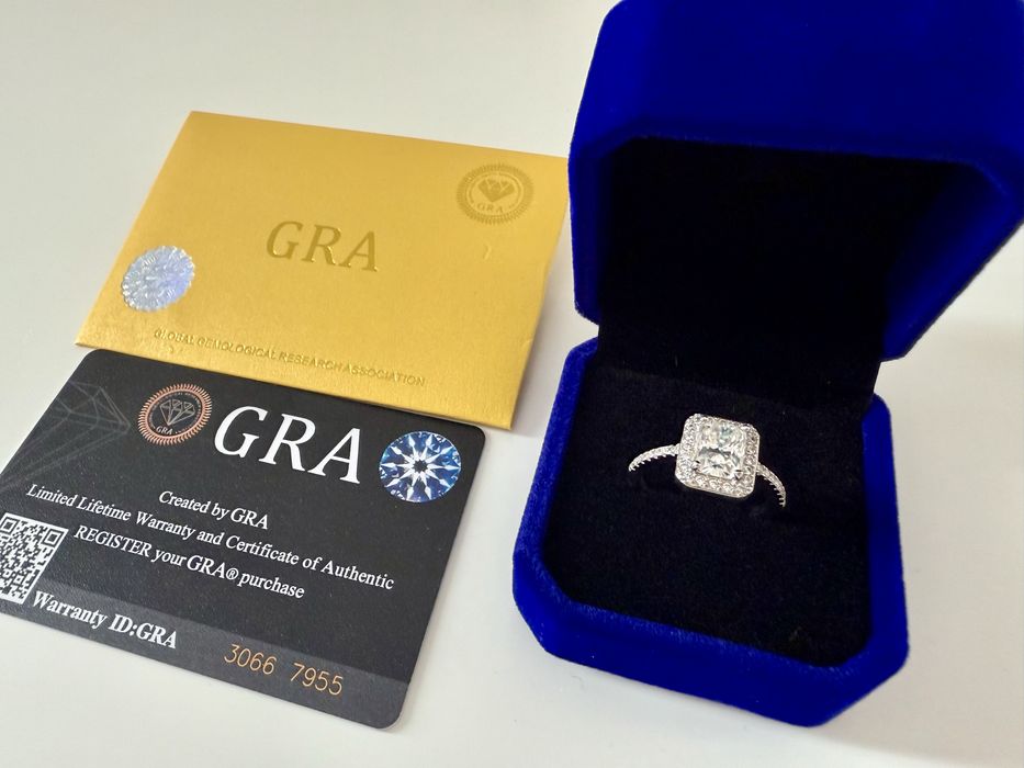 Сребро S925 Сребърен пръстен с камък Мойсанит 2ct Диамант с Сертификат