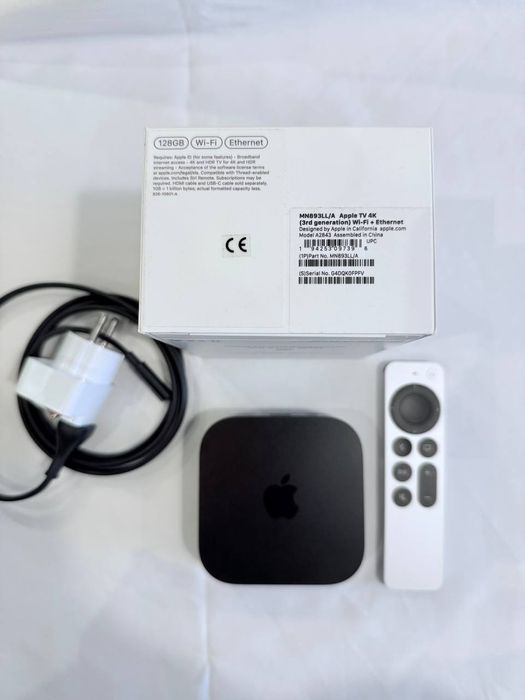 Apple TV 4K 128GB WiFi+Ethernet Gen3 2022, Stare Excelenta, Complet