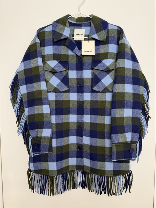 Jachetă Sandro din lână cu franjuri