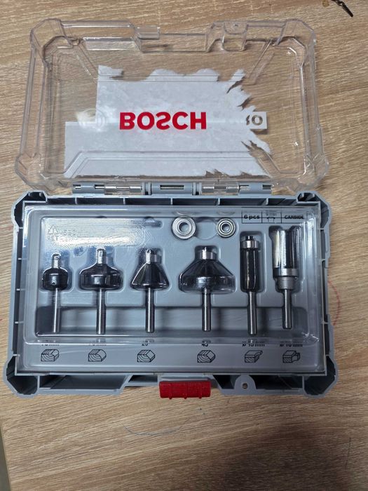 Bosch Accesorii - Set de freze 8 mm cu ax Trim&Edging, 6 buc, 2607017469