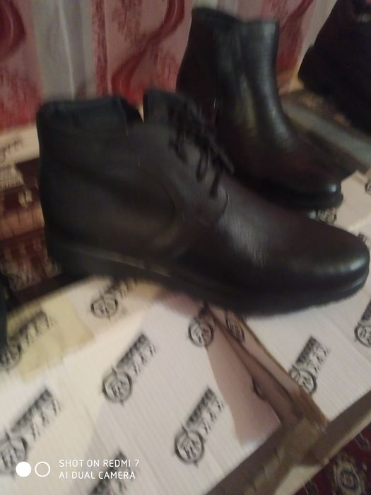 Ботинки кожаные мужские из натуральной кожи отличного качества с мехом
