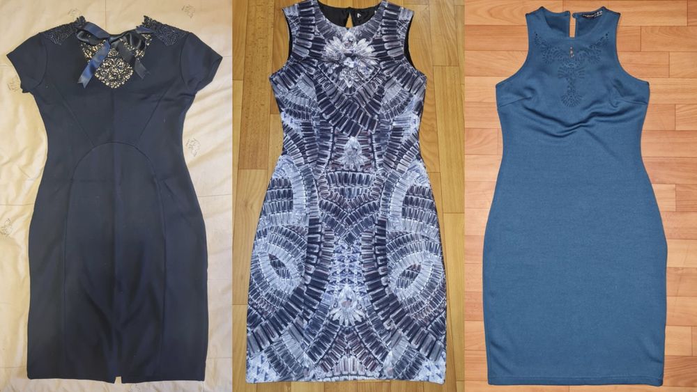 Брендовые платья разных стилей и цветов.