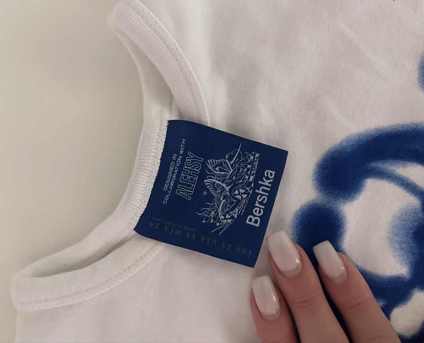 top superb alb/albastru marimea xs