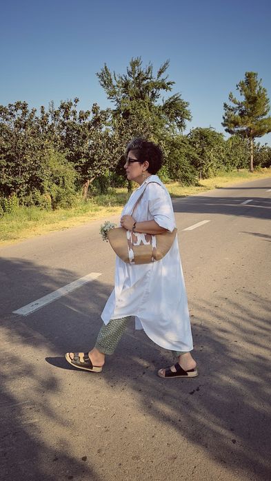 Сумка ручной работы в технике макраме, икат.