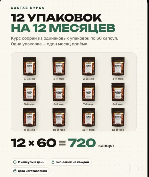 Кордицепс военный в капсулах весь курс