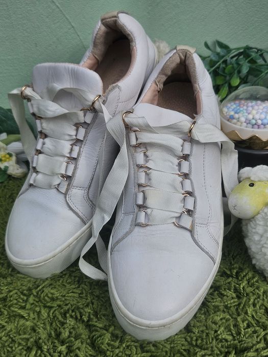 Hallhuber бели кецове от кожа N39