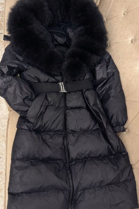 Geaca lungă cu blană naturală