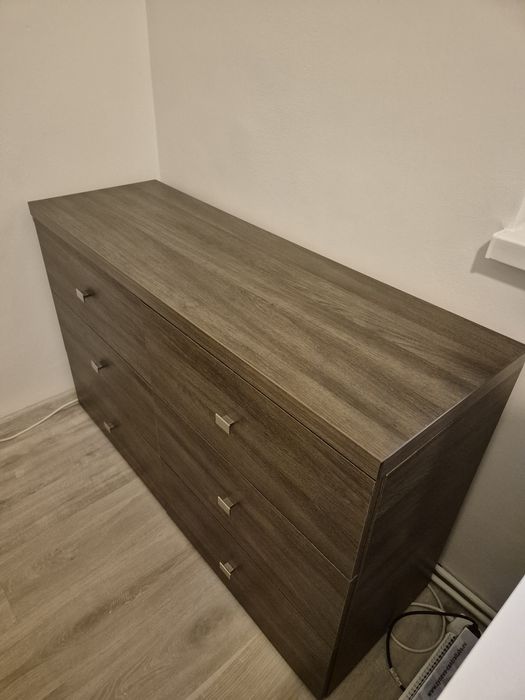 Cadru pat japonez + 2 noptiere + comodă 6 sertare