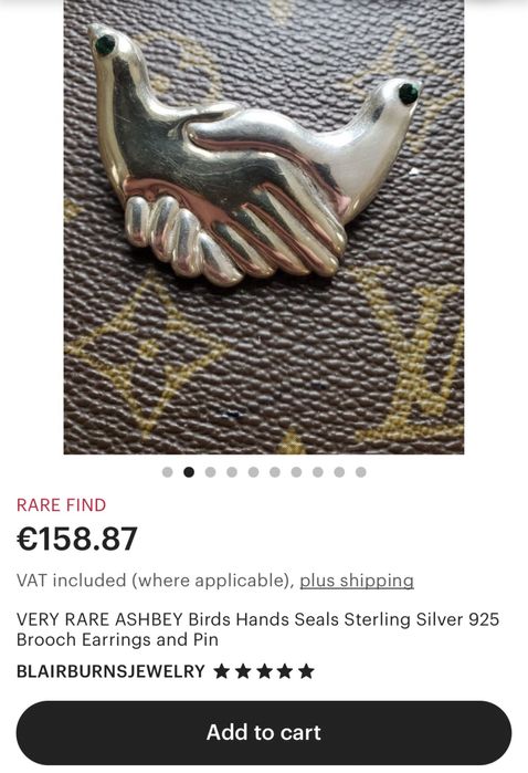 Broșa/Pandantiv din argint 925/vechi - porumbel simbolul păcii Israel